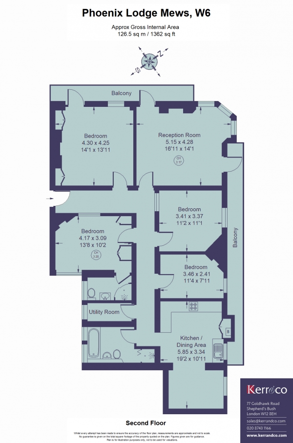 Floor Plan Image for 4 Bedroom Flat for Sale in Phoenix Lodge Mansions, Brook Green