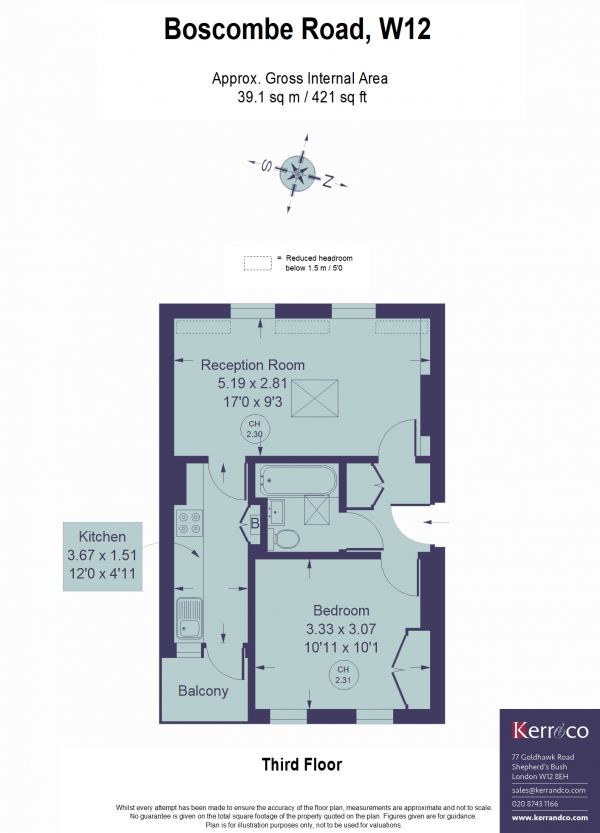 Floor Plan Image for 1 Bedroom Flat for Sale in ,, Boscombe Road, Shepherd's Bush W12