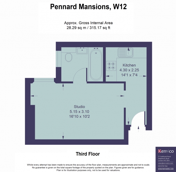 Floor Plan Image for 1 Bedroom Flat for Sale in Pennard Mansions, Shepherd's Bush W12