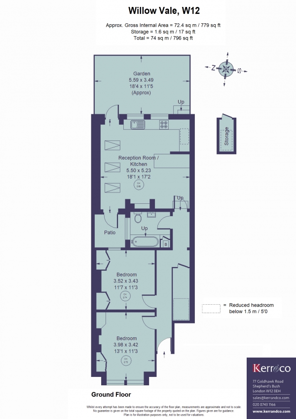 Floor Plan Image for 2 Bedroom Flat for Sale in Willow Vale, Shepherd's Bush W12