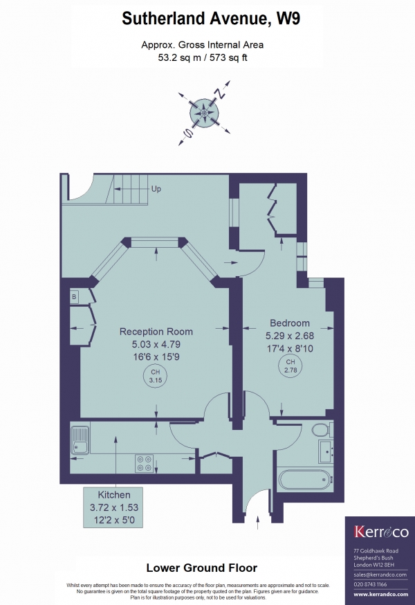 Floor Plan Image for 1 Bedroom Flat for Sale in Sutherland Avenue, Maida Vale W9