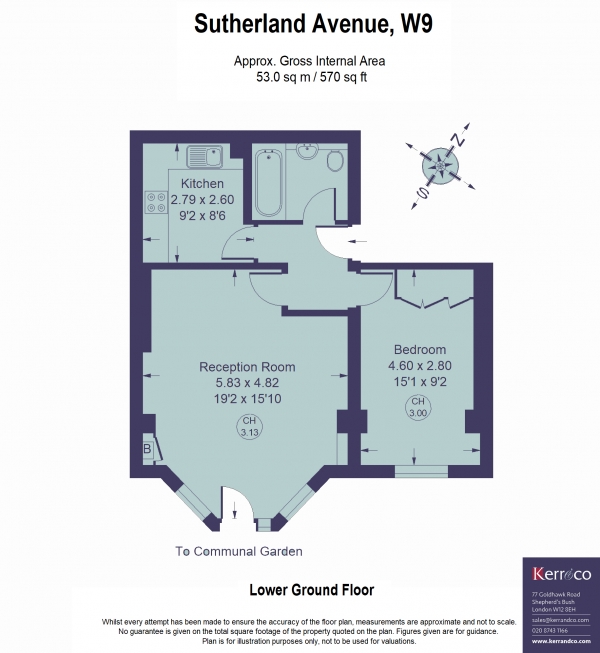 Floor Plan Image for 1 Bedroom Flat for Sale in Sutherland Avenue, Maida Vale W9