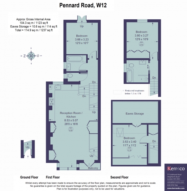 Floor Plan Image for 3 Bedroom Flat for Sale in Pennard Road, Shepherd's Bush W12