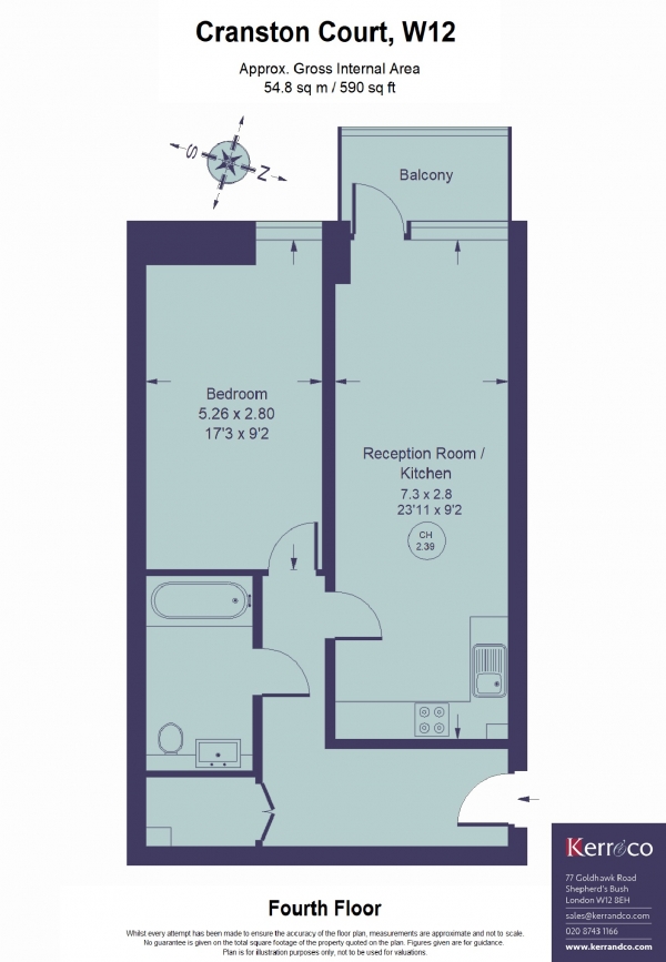 Floor Plan Image for 1 Bedroom Flat for Sale in Cranston Court, Bloemfontein Road, Shepherd's Bush