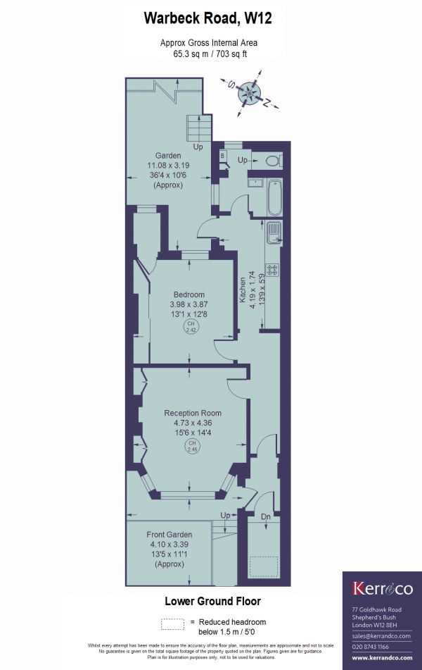 Floor Plan Image for 1 Bedroom Flat for Sale in Warbeck Road, Shepherd's Bush W12