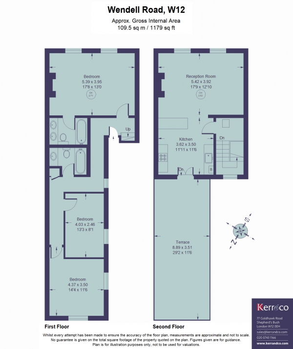 Floor Plan Image for 3 Bedroom Flat for Sale in Wendell Road, Shepherd's Bush W12