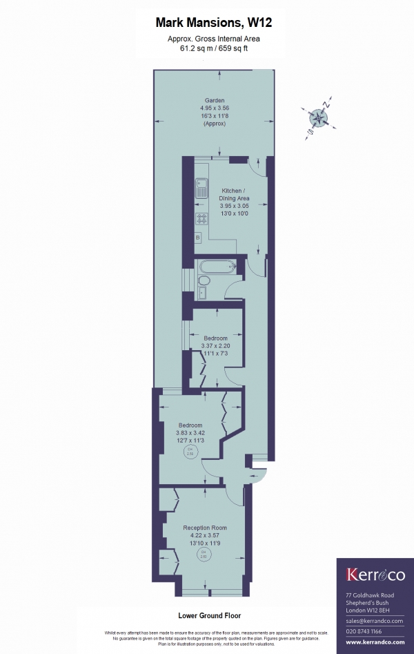 Floor Plan Image for 2 Bedroom Flat for Sale in Mark Mansions, Shepherd's Bush W12