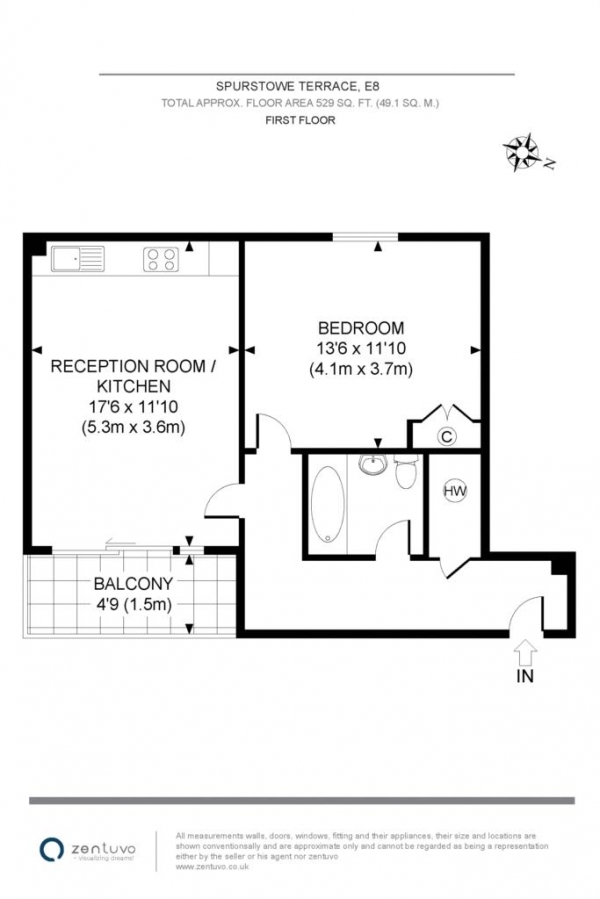 Floor Plan Image for 1 Bedroom Apartment for Sale in Spurstowe Terrace, Hackney