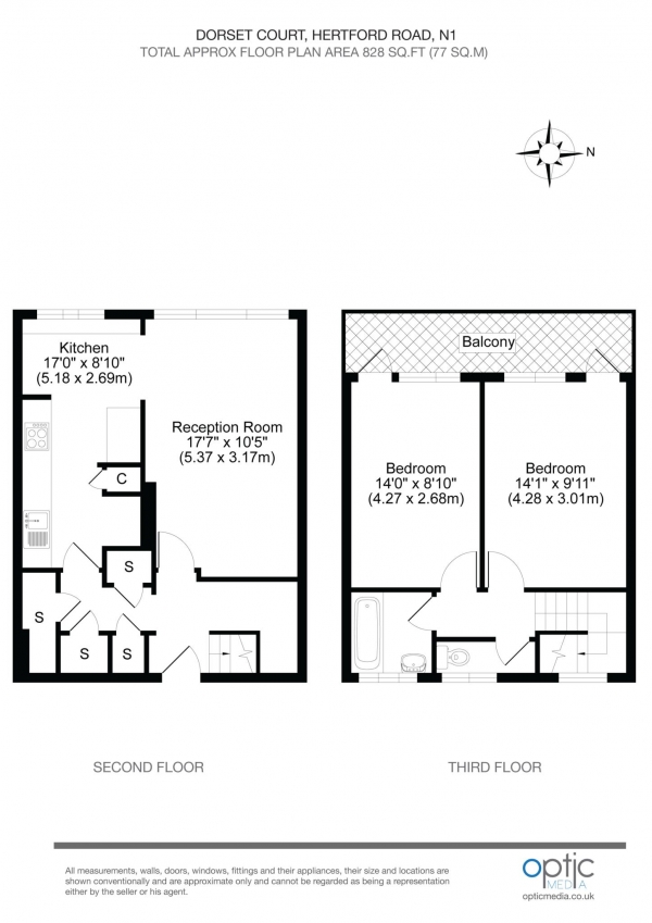 Floor Plan Image for 2 Bedroom Maisonette to Rent in Hertford Road, Hackney