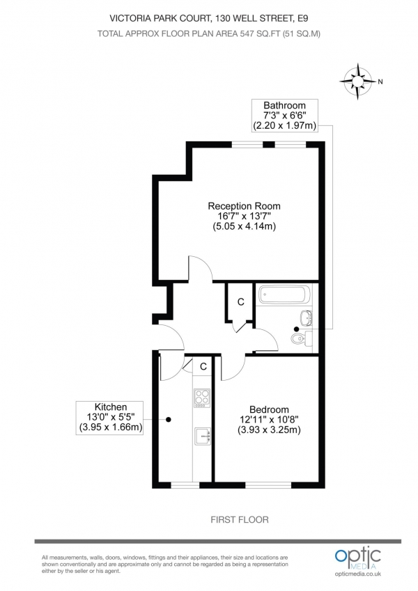 Floor Plan Image for 1 Bedroom Apartment for Sale in Victoria Park Court, Hackney