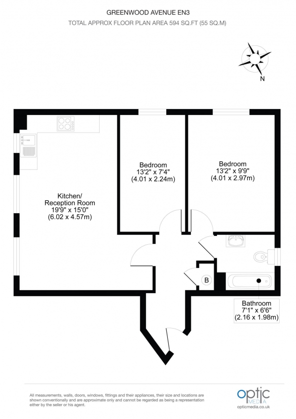 Floor Plan Image for 2 Bedroom Apartment for Sale in Greenwood Avenue, Enfield