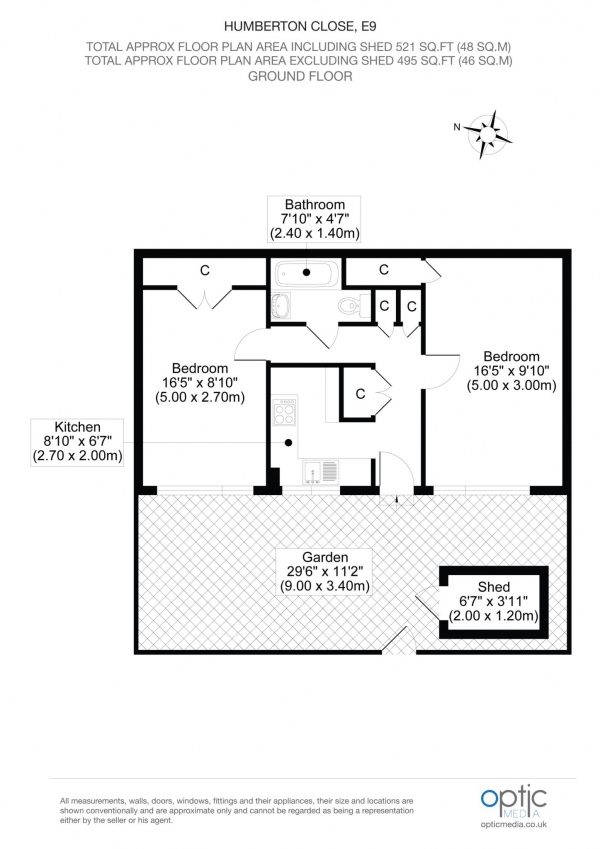 Floor Plan Image for 1 Bedroom Apartment for Sale in Humberton Close, Homerton