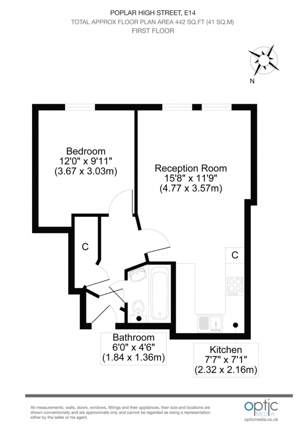 Floor Plan Image for 1 Bedroom Apartment for Sale in Poplar High Street, Poplar, E14