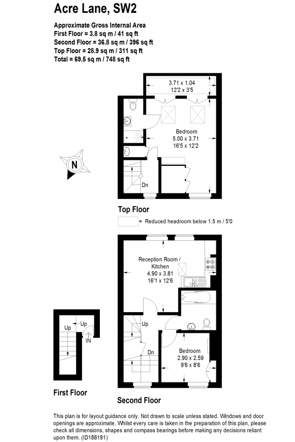 Floor Plan Image for 2 Bedroom Flat to Rent in Acre Lane, Brixton, London SW2