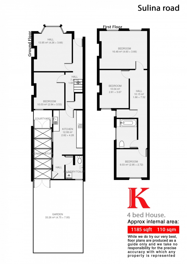 Floor Plan Image for 4 Bedroom Terraced House to Rent in Sulina Road, London, London SW2