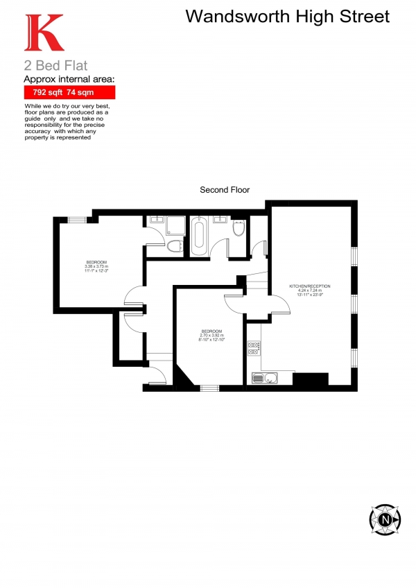 Floor Plan Image for 2 Bedroom Flat for Sale in Wandsworth High Street, London, London SW18