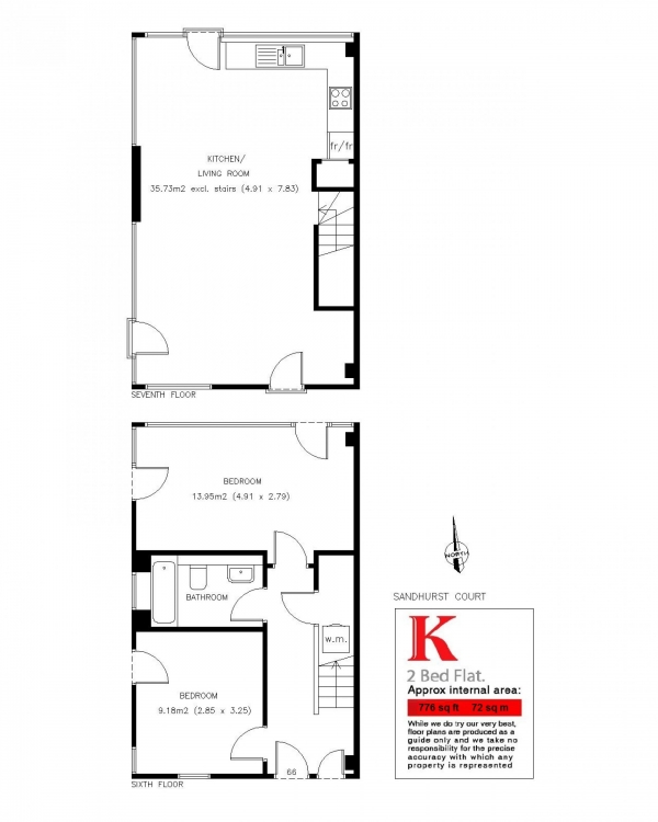 Floor Plan Image for 2 Bedroom Flat for Sale in Sandhurst Court, Acre Lane, London, London SW2