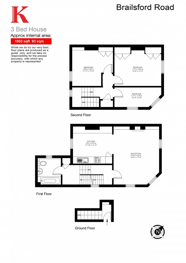 Floor Plan for 2 Bedroom Flat for Sale in Brailsford Road, London, London SW2, London, SW2, 2TD -  &pound620,000