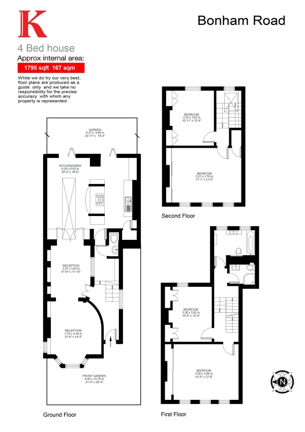 Floor Plan Image for 4 Bedroom Terraced House for Sale in Bonham Road, London, London SW2