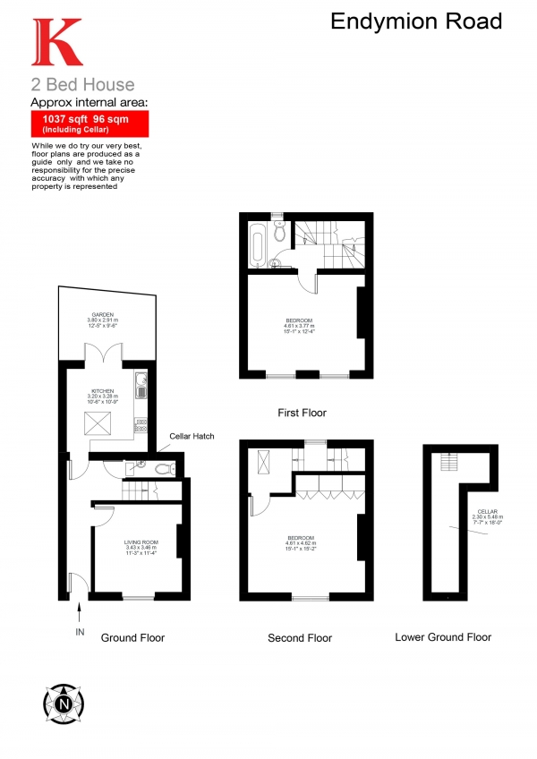 Floor Plan for 2 Bedroom Terraced House for Sale in Endymion Road, London, London SW2, London, SW2, 2BP -  &pound649,950