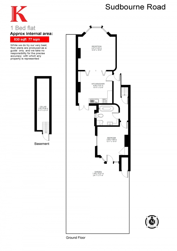 Floor Plan Image for 1 Bedroom Flat for Sale in Sudbourne Road, London, London SW2