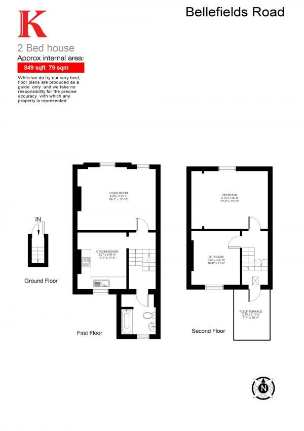 Floor Plan Image for 2 Bedroom Flat for Sale in Bellefields Road, London, London SW9