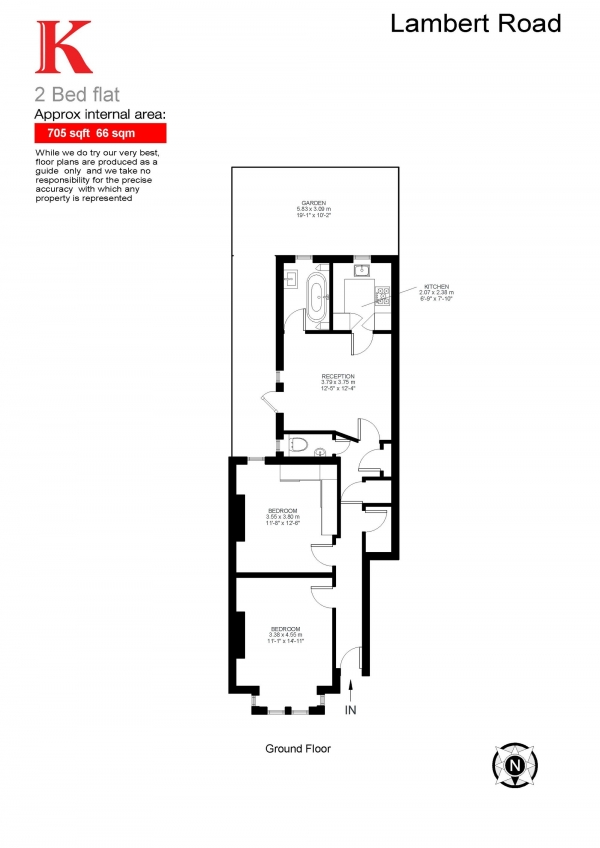 Floor Plan Image for 2 Bedroom Flat for Sale in Lambert Road, Brixton, London SW2