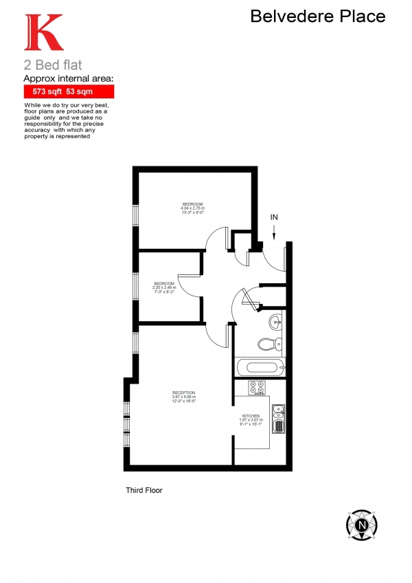 Floor Plan Image for 2 Bedroom Flat for Sale in Belvedere Place, Brixton, London SW2