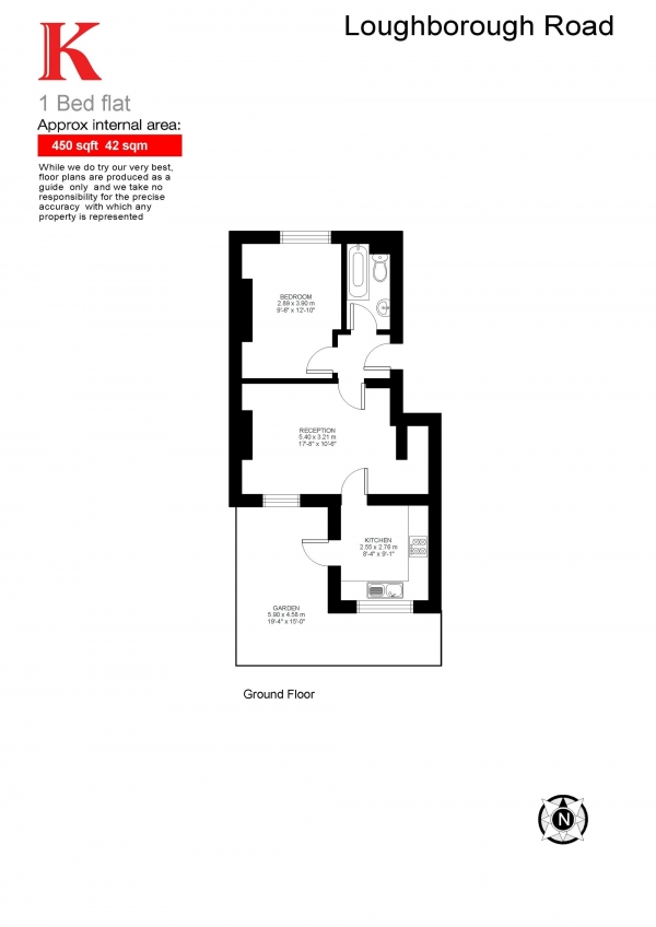 Floor Plan Image for 1 Bedroom Flat for Sale in Loughborough Road, Brixton, London SW9