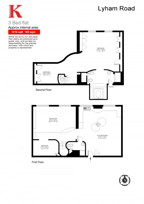 Floor Plan Image for 3 Bedroom Flat for Sale in Park Lofts, Lyham Road, Brixton, London SW2