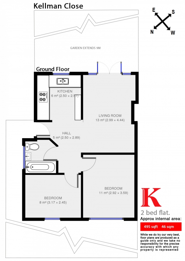 Floor Plan Image for 2 Bedroom Flat to Rent in Kelman Close, Clapham, London SW4