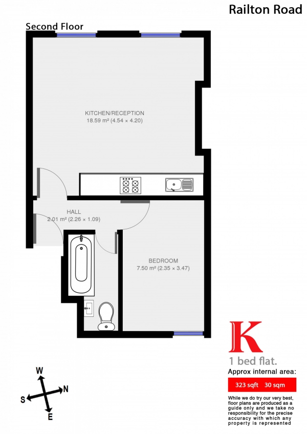 Floor Plan Image for 1 Bedroom Flat to Rent in Railton Road, Herne Hill, London SE24