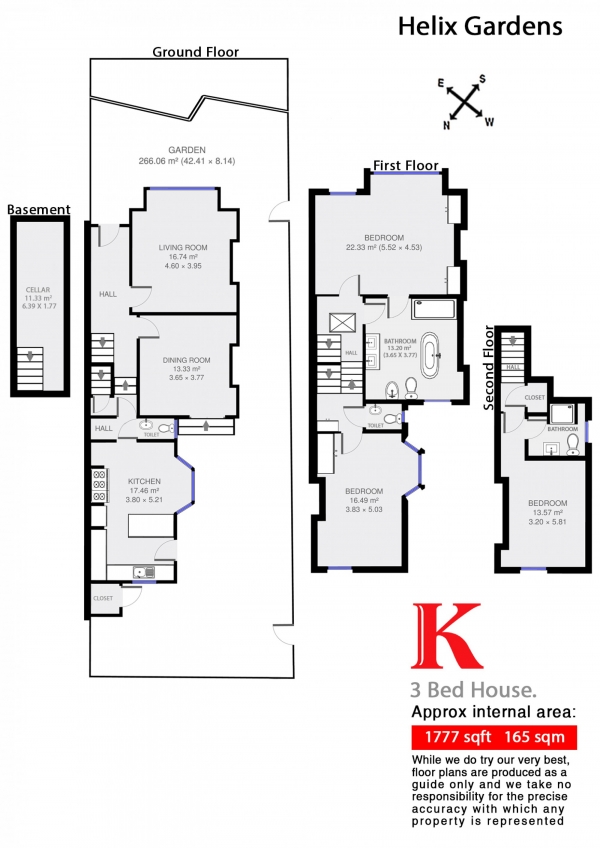 Floor Plan Image for 3 Bedroom End of Terrace House for Sale in Helix Gardens, London, London SW2