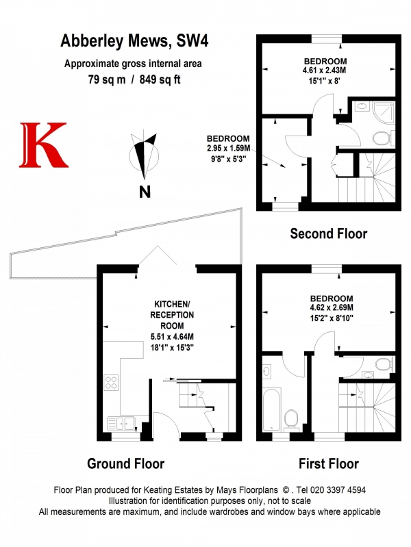 Floor Plan Image for 3 Bedroom Mews for Sale in Abberley Mews, London, London SW4