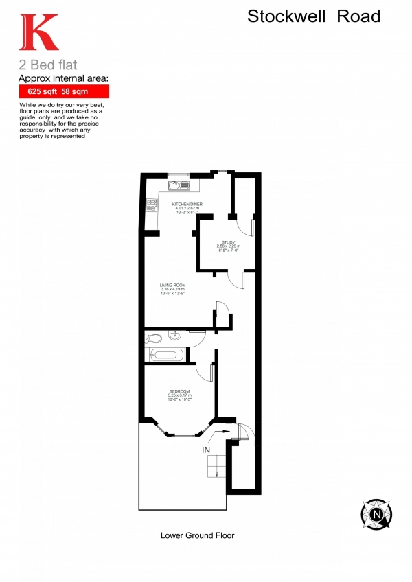 Floor Plan Image for 1 Bedroom Flat to Rent in Stockwell Road, Stockwell, London SW9