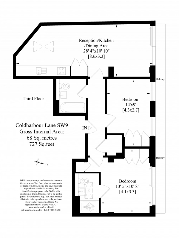 Floor Plan Image for 2 Bedroom Flat for Sale in Coldharbour Lane, London, London SW9