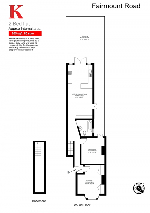 Floor Plan Image for 2 Bedroom Flat for Sale in Fairmount Road, Brixton, London SW2