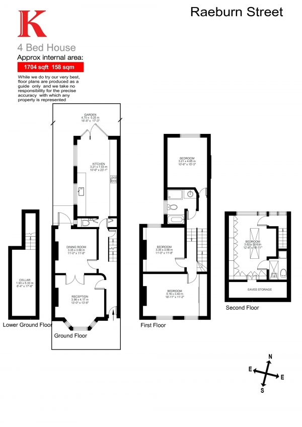 Floor Plan Image for 4 Bedroom Terraced House for Sale in Raeburn Street, London, London SW2