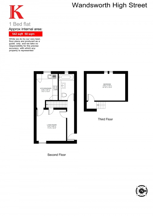 Floor Plan Image for 1 Bedroom Flat for Sale in Wandsworth High Street, London, London SW18