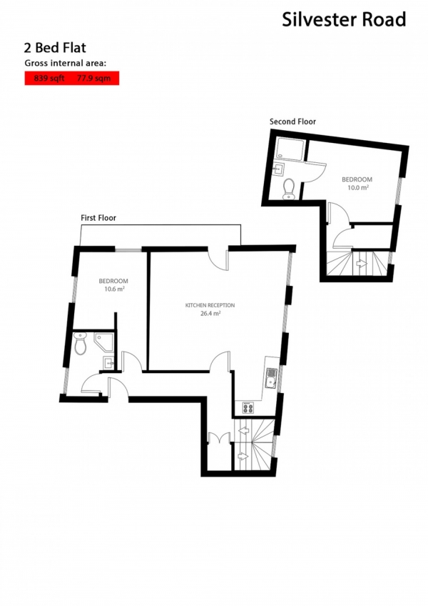 Floor Plan Image for 2 Bedroom Flat for Sale in Silvester Road, London, London SE22