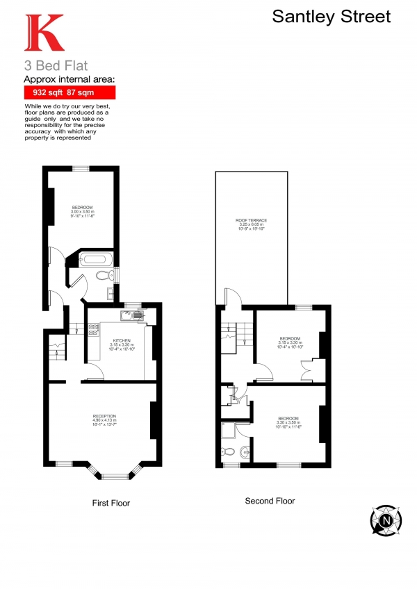 Floor Plan Image for 3 Bedroom Flat for Sale in Santley Street, London, London SW4