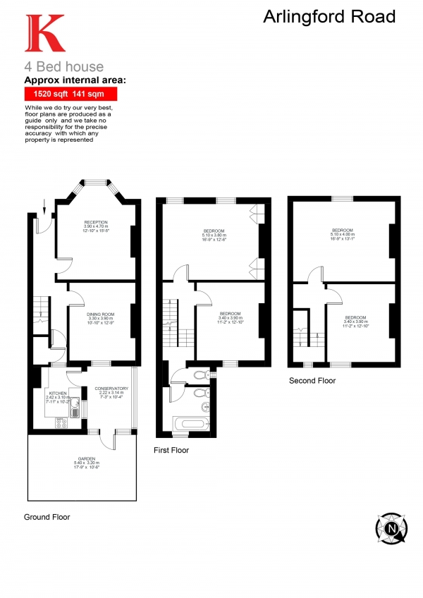 Floor Plan Image for 4 Bedroom Terraced House to Rent in Arlingford Road, Brixton, London SW2