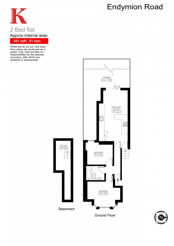 Floor Plan Image for 2 Bedroom Flat for Sale in Endymion Road, London, London SW2