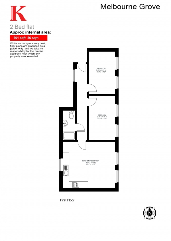 Floor Plan Image for 2 Bedroom Flat for Sale in Melbourne Grove, London, London SE22