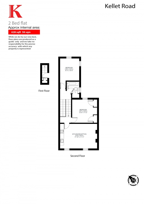 Floor Plan Image for 2 Bedroom Flat for Sale in Kellett Road, London, London SW2