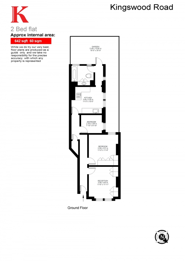 Floor Plan Image for 2 Bedroom Flat for Sale in Kingswood Road, London, London SW2