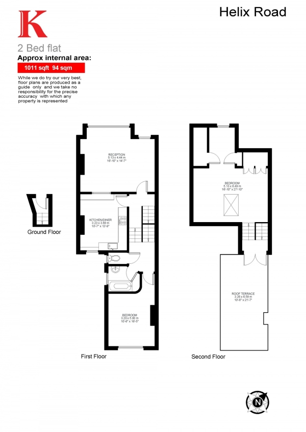 Floor Plan Image for 2 Bedroom Flat for Sale in Helix Road, London, London SW2