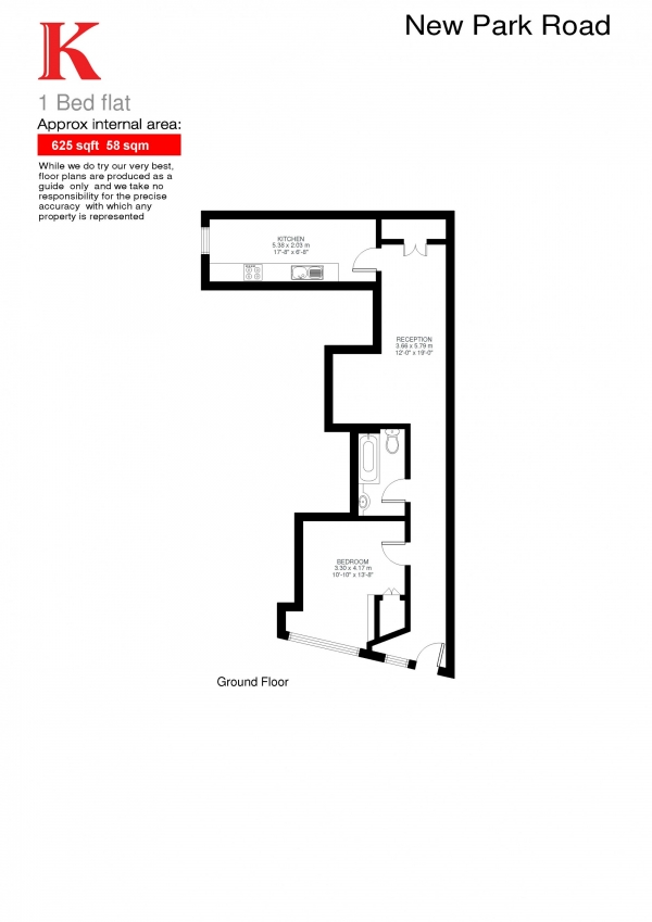 Floor Plan Image for 1 Bedroom Flat for Sale in New Park Road, London, London SW2