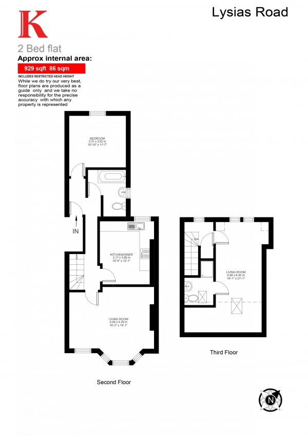 Floor Plan Image for 2 Bedroom Flat for Sale in Lysias Road, Clapham, London SW12