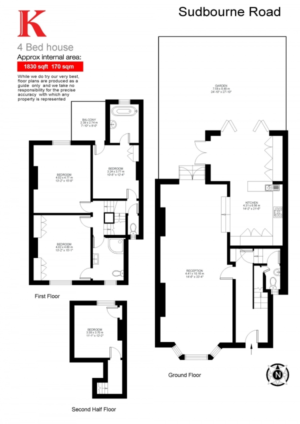 Floor Plan Image for 4 Bedroom Terraced House to Rent in Sudbourne Road, Brixton, London SW2